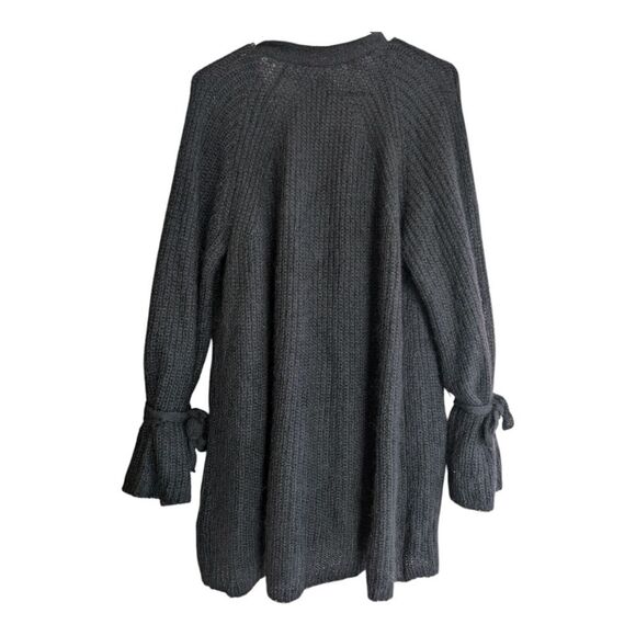 Naadam Black Mohair Wool Bow Sleeve Flowy Drapey Cardigan Sweater L - Picture 14 of 15